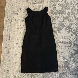 Black Patterned Office Dress (with pockets)